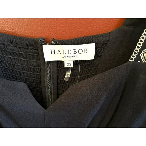 Hale Bob Black Deandra Embroidered Sweetheart Neckline Blouse Size XS Bohemian - Picture 4 of 9